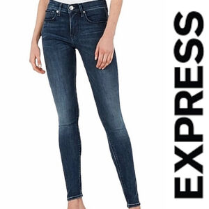 Express 2 Mid Rise Skinny Dark Indigo Blue Wash Jegging Stretch Jeans